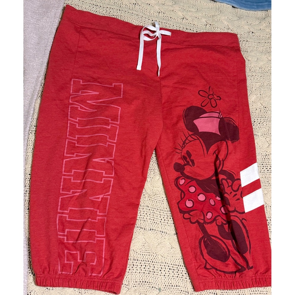 Disney Parks Minnie Mouse Red Cropped Sweatpants Joggers XL Womens